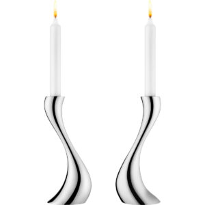 Georg Jensen Cobra 2 pc Stainless Steel Candleholders, Medium