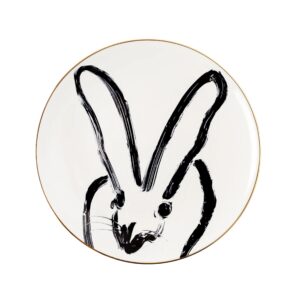 Alternative view of Hunt Slonem Rabbit Run Dinner Plate with Gold Rim