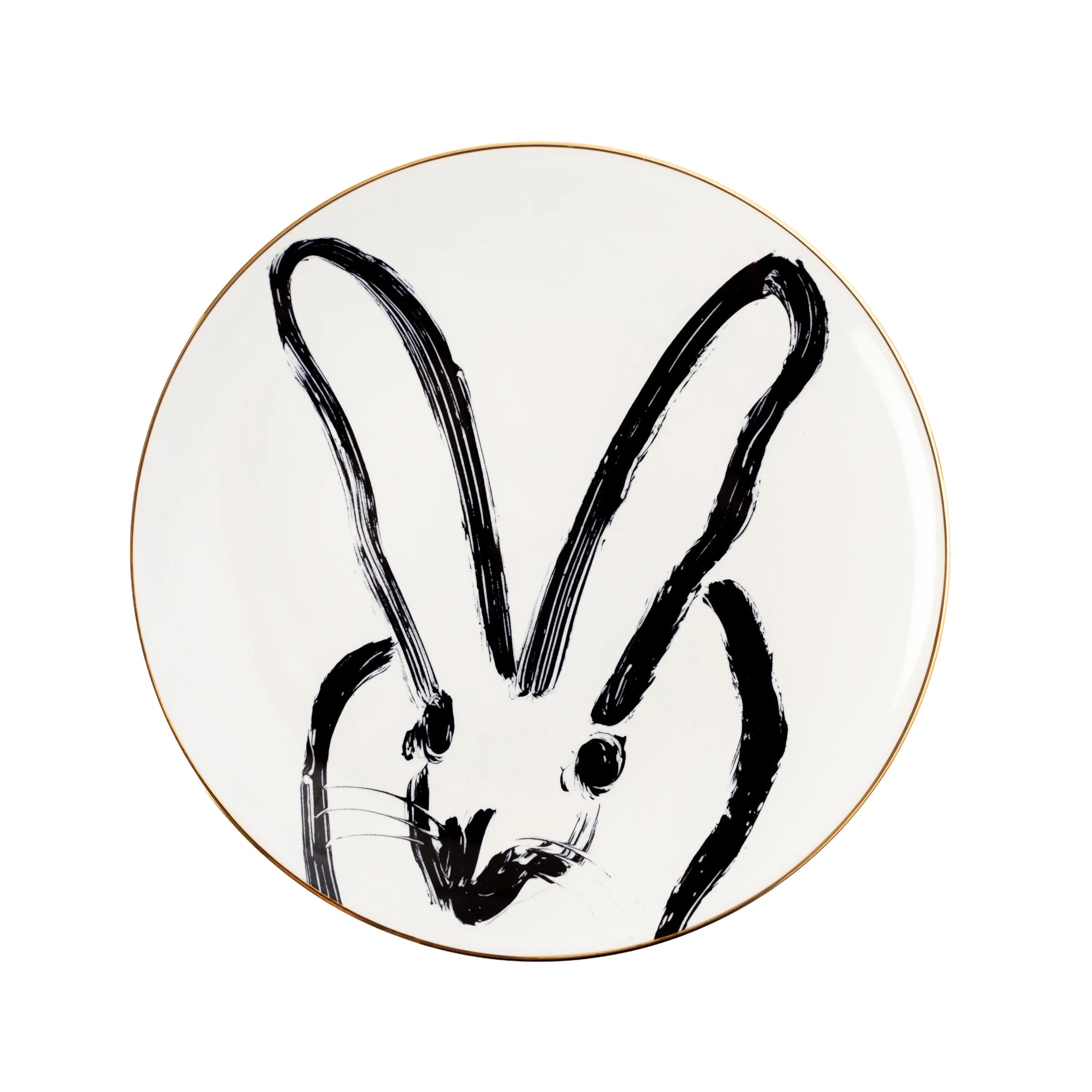 Hunt Slonem Rabbit Run Dinner Plate with Gold Rim - Image 2