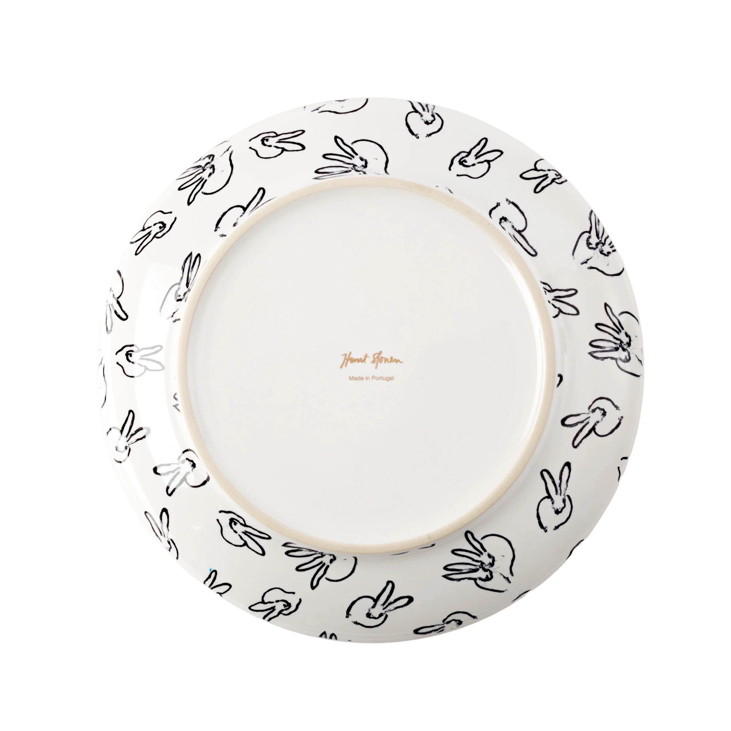 Hunt Slonem Rabbit Run Dinner Plate with Gold Rim