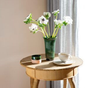 Bergs Potter Daisy Fluted Emerald Green Glazed Vase