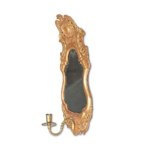 Alternative view of Pair of Baroque Swedish Mirrored Wall Sconces with Candle Holders